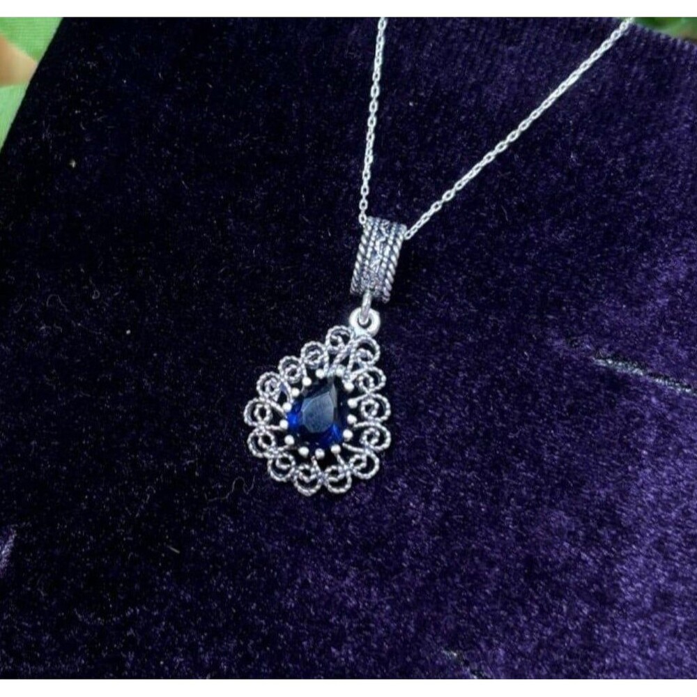 925 Sterling Silver Turkish Filigree Necklace for Women, NEW,HandmadeGift
